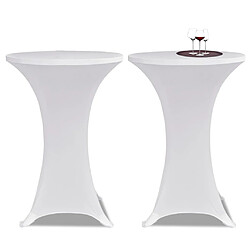 Decoshop26 Housses élastiques de table Ø 80 cm Blanc 2 pièces DEC022494