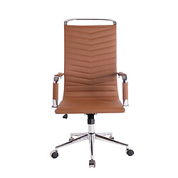 Decoshop26 Chaise fauteuil de bureau avec accoudoirs siège pivotant en métal chromé et PVC marron clair 10_0002366