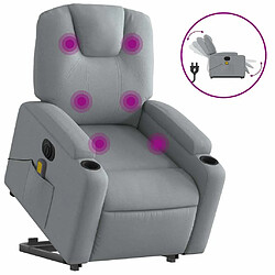 vidaXL Fauteuil inclinable de massage électrique Gris clair Tissu