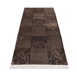 Avis Vidal Tapis de couloir en laine 201x81 brun Darya