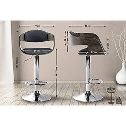 Avis Decoshop26 Tabouret de bar x1 design scandinave en PVC noir et structure en bois couleur gris 10_0005040