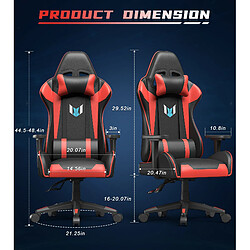 Chaise Gaming - Chaise de bureau - Chaises de bureau Rattantree - Chaise de jeu ergonomique - Chaise d'ordinateur PC avec appui-tête et support lombaire - Chaise de jeu inclinable réglable en hauteur - Rouge pas cher