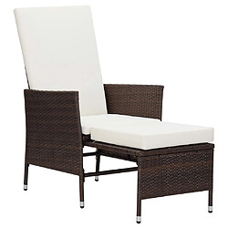 Maison Chic Chaise inclinable de jardin - Fauteuil d'extérieur avec coussins Résine tressée Marron -MN78689