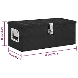 vidaXL Boîte de rangement Noir 70x31x27 cm Aluminium pas cher