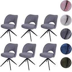 Mendler Lot de 6 chaises de salle à manger HWC-N72, chaise de cuisine rembourrée, pivotante Auto-Return, tissu/textile (420g/m²) Oeko-Tex ~ gris foncé