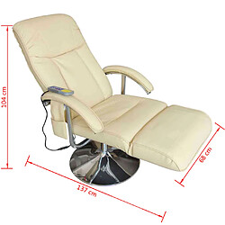 Avis vidaXL Fauteuil de massage blanc crème similicuir