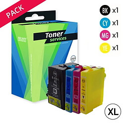 TONER SERVICES Compatible Epson 27XL Pack 4 cartouches Noir/couleurs T2715 (Reveil)