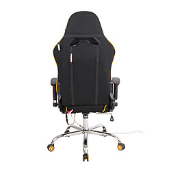 Acheter Decoshop26 Fauteuil de bureau gamer design sportif fonction de massage chauffant avec coussins en tissu noir / jaune 10_0002535