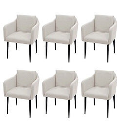 Decoshop26 Lot de 6 chaises de salle à manger moderne et confortable en tissu / textile crème 04_0002124