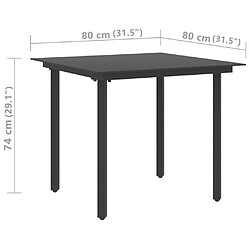 Acheter vidaXL Table à dîner de jardin Noir 80x80x74 cm Acier et verre