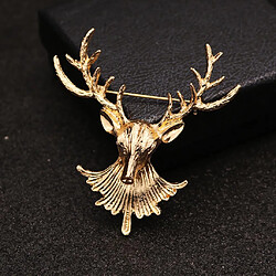 Acheter Broche de tête de Rennes de cerfs occidentaux 3D Broches de Noël Ornements de nouveauté Or