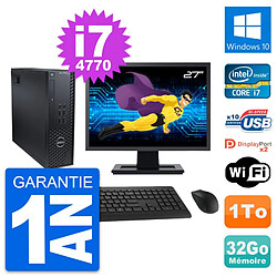 PC Dell T1700 SFF Ecran 27" Intel i7-4770 RAM 32Go Disque 1To Windows 10 Wifi - Occasion