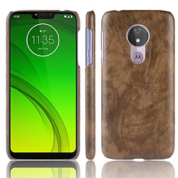 Wewoo Coque antichoc Litchi Texture PC + PU pour Motorola Moto G7 Power (Marron)