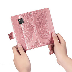 Wewoo Housse Coque Étui en cuir à rabat horizontal Butterfly Love Flowers pour Huawei Mate 20 Proavec support et emplacements cartes et porte-monnaie or rose