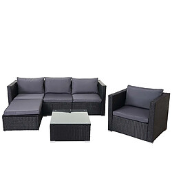 Decoshop26 Ensemble salon de jardin pour extérieur jardin terrasse en polyrotin noir, coussins anthracite 04_0004228