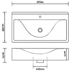 vidaXL Vasque à poser en céramique noir perçage pour la robinetterie 60x46cm pas cher