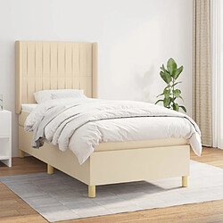 Maison Chic Structures de lit + matelas,Lit à sommier tapissier avec matelas Crème 80x200 cm Tissu -MN77872