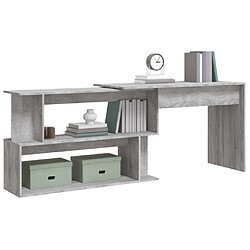 Avis vidaXL Bureau d'angle Sonoma gris 200x50x76 cm Bois d'ingénierie