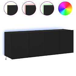 vidaXL Meubles TV muraux avec lumières LED 2 pcs noir 60x35x41 cm