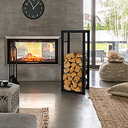 ML DESIGN MODERN LIVING Étagère à bois pour cheminée 40x100x25 cm Noir en métal ML-Design