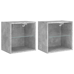 Maison Chic Lot de 2 Tables de Chevet murales - Tables de Nuit avec lumières LED gris béton