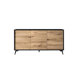 Bestmobilier Peter - buffet bas - bois et noir - 154 cm - style industriel pas cher