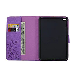 Acheter Wewoo Smart Cover Violet pour iPad mini 4 fleurs pressées motif papillon flip horizontal PU étui en cuir avec boucle magnétique et titulaire fentes cartes portefeuille