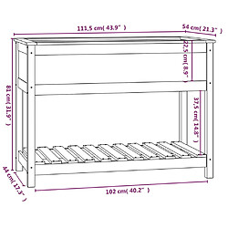 vidaXL Jardinière avec étagère Blanc 111,5x54x81 cm Bois massif de pin pas cher