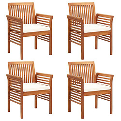 vidaXL Chaises de jardin avec coussins lot de 4 Bois d'acacia massif pas cher