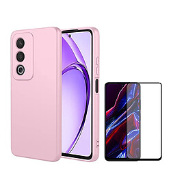 Kit De Film En Verre Trempé À Couverture Complète 5D + Couverture En Silicone Liquide Phonecare Compatible avec Oppo A80 5G - Rose