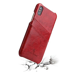 Wewoo Etui en cuir Fierre Shann Retro Oil en cire PU pour iPhone X / XS, avec emplacements pour cartes (rouge) pas cher