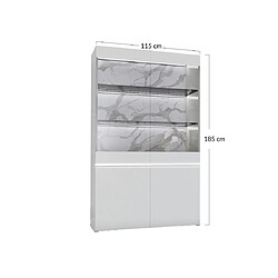 Acheter Bestmobilier Amaury - vitrine - blanc - fond effet marbre - 115x185 cm