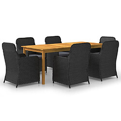 Maison Chic Ensemble de salle à manger de jardin 7 pcs,Table et chaises d'extérieur Noir -GKD832863