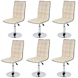 Decoshop26 Lot de 6 chaises de salle à manger hauteur réglable en synthétique crème CDS04275