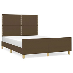 Maison Chic Lit adulte - Cadre Structure de lit avec tête de lit Contemporain Marron foncé 140x190 cm Tissu -MN13014