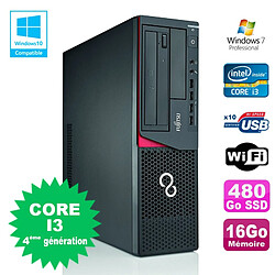 PC Fujitsu E720 E85+ SFF Core I3-4130 3.4GHz 16Go 480Go Graveur WIFI W7 - Occasion