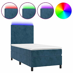 Maison Chic Lit adulte- Lit + matelas,Sommier à lattes de lit avec matelas et LED Bleu foncé 90x200cm -GKD75313