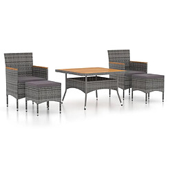 Maison Chic Ensemble de salle à manger de jardin 5 pcs,Table et chaises d'extérieur pour relax Résine tressée et acacia Gris -GKD932935