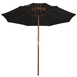 Helloshop26 Parasol double avec mât en bois 270 cm noir 02_0008442