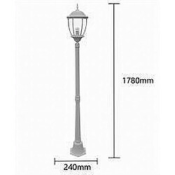 Tradex DE JARDIN VERRE LANTERNE E27 LUMIÈRE EXTÉRIEURE ALUMINIUM 178X24CM GRIS ES35