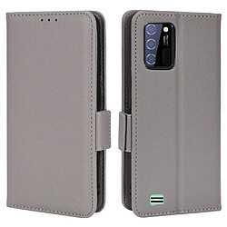 Etui en PU texture litchi avec support, gris pour votre Oukitel C25