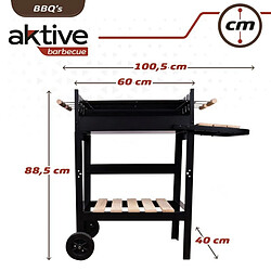 Avis Roues de barbecue au charbon de bois Aktive Métal émaillé 100,5 x 88,5 x 40 cm Noir