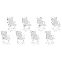 Beliani Set de 8 coussins en tissu blanc cassé pour chaises de jardin MAUI