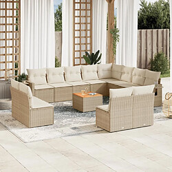 Maison Chic Salon de jardin avec coussins 13 pcs, Ensemble Tables et chaises de jardin, beige résine tressée -GKD806474