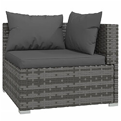 Acheter vidaXL Salon de jardin 9 pcs avec coussins Gris Résine tressée