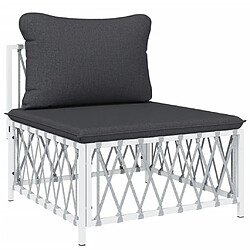 Maison Chic Salon de jardin 5 pcs avec coussins - Table et chaises d'extérieur - Mobilier/Meubles de jardin Moderne blanc acier -MN33116 pas cher