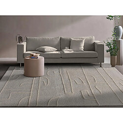 Vente-Unique Tapis en relief en laine de Nouvelle-Zélande fait à la main - 160 x 230 cm - 1400g/m2 - Ivoire - CORALIE 