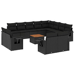 Maison Chic Salon de jardin avec coussins 13 pcs, Ensemble Tables et chaises de jardin, noir résine tressée -GKD563376