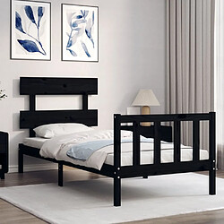 Avis Maison Chic Cadre/structure de lit avec tête de lit pour adulte - Lit Moderne Chambre noir petit simple bois massif -MN90625