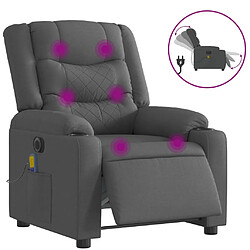 vidaXL Fauteuil inclinable de massage électrique gris foncé tissu